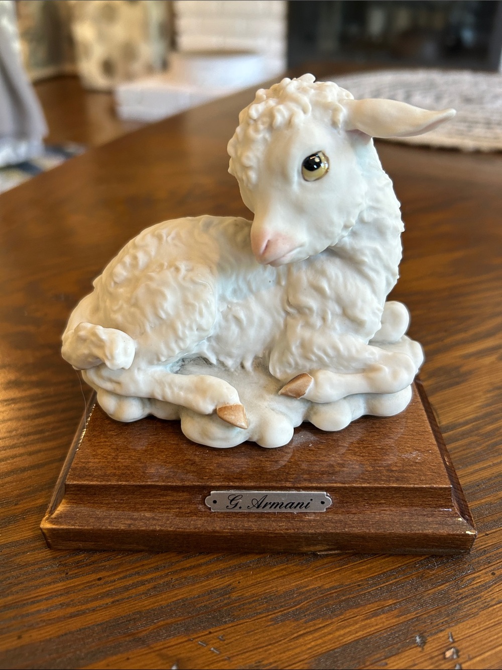 Giorgio Armani Cream and Gold Porcelain Lamb Sculpture